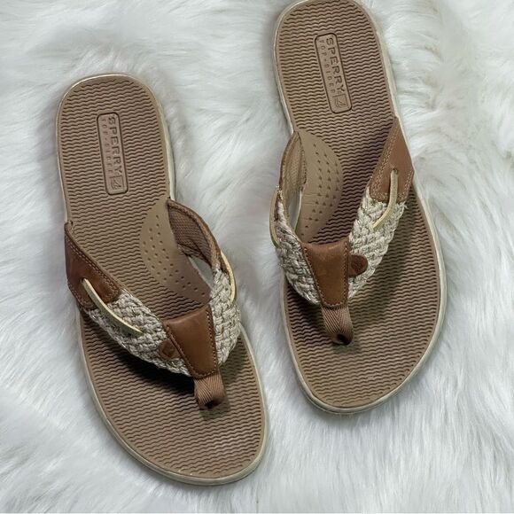 Sperry Tan and Cream Braided Sandals - Picture 1 of 7